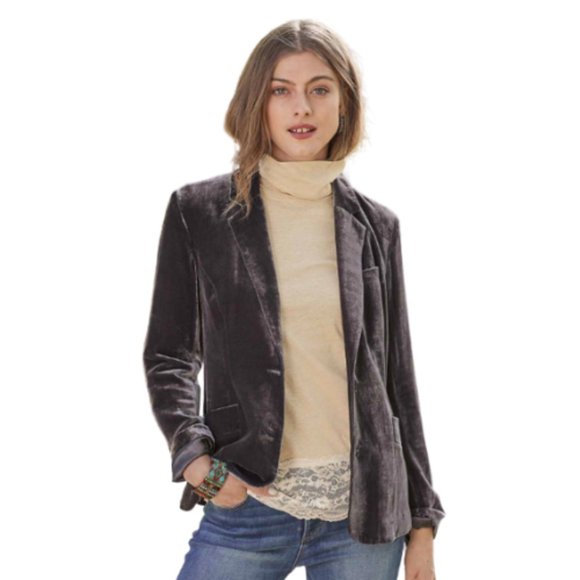 Sundance Jackets & Blazers - Sundance Womens Sofia Velvet Blazer Small S 6 Purple Gray Silk Jacket 2 Button